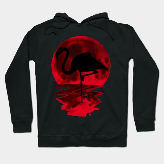 red moon flamingo Hoodie by medo art 1